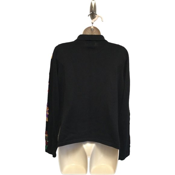 Sweater Weather Polo Sweater Black Beaded Christmas Toy Soldier L NWT May Fit M - Picture 5 of 7